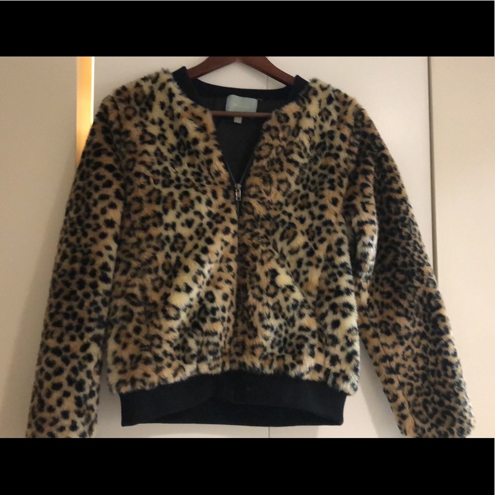 Anthropologie leopard bomber